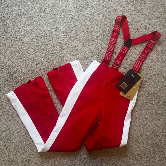 GOLDBERGH WOMEN'S HIGH END SALOPETTE SKI PANTS BIB FLAME RED NWT US 4 - Picture 3 of 10
